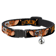 Breakaway Cat Collar with Bell - GREMLINS 1984 Gizmo Face Close-Up Black Breakaway Cat Collars Gremlins