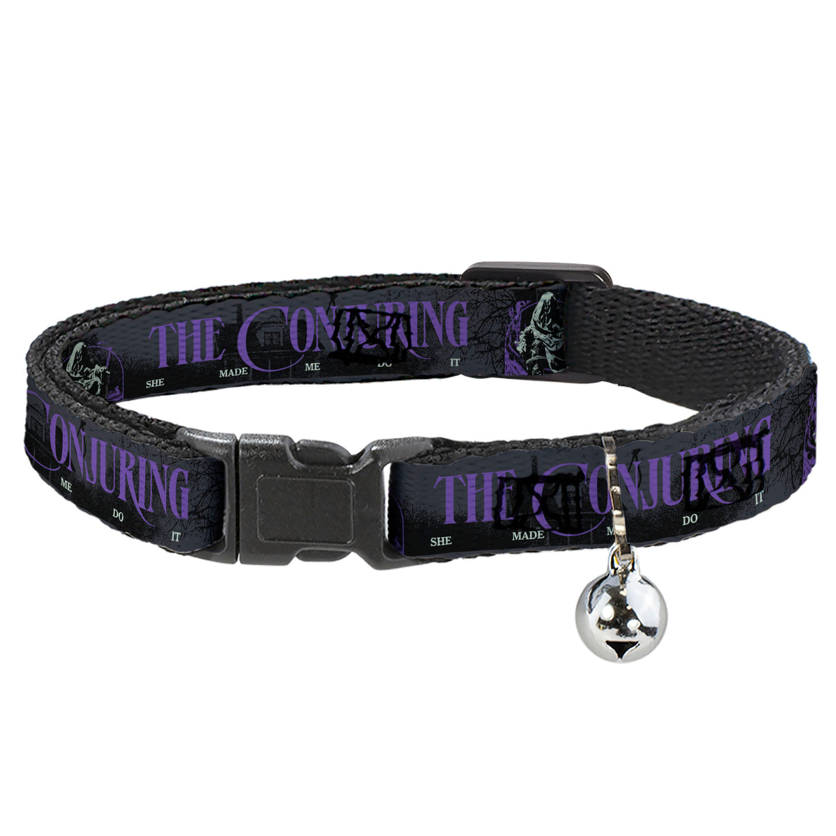 Breakaway Cat Collar with Bell - THE CONJURING SHE MADE ME DO IT Black/Gray/Purple
