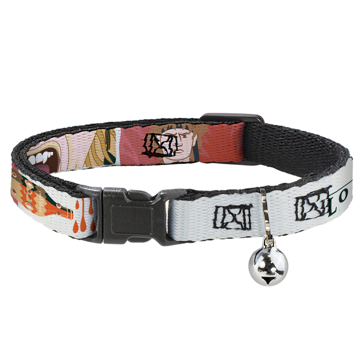 Breakaway Cat Collar with Bell - THE LOST BOYS Edgar and Alan Pop Art Icons Collage White Cat Collars Breakaway Side Release The Lost Boys