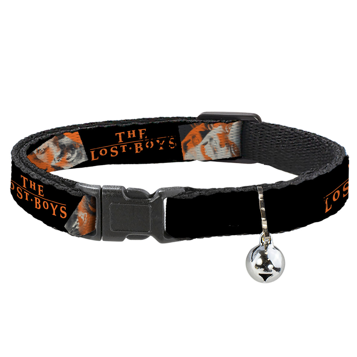 Breakaway Cat Collar with Bell - THE LOST BOYS David Pose Stacked and Title Logo Black/Red Cat Collars Breakaway Side Release The Lost Boys
