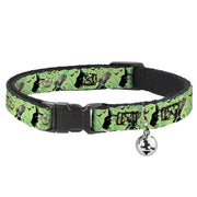 Breakaway Cat Collar with Bell - The Wizard of Oz Wicked Witch of the West and Flying Monkeys Greens Breakaway Cat Collars The Wizard of Oz