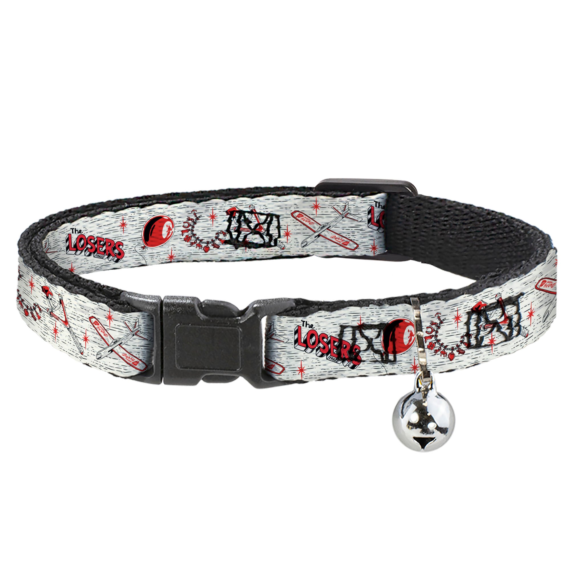 Breakaway Cat Collar with Bell - IT Welcome to Derry Icons Collage White/Black/Red Breakaway Cat Collars IT
