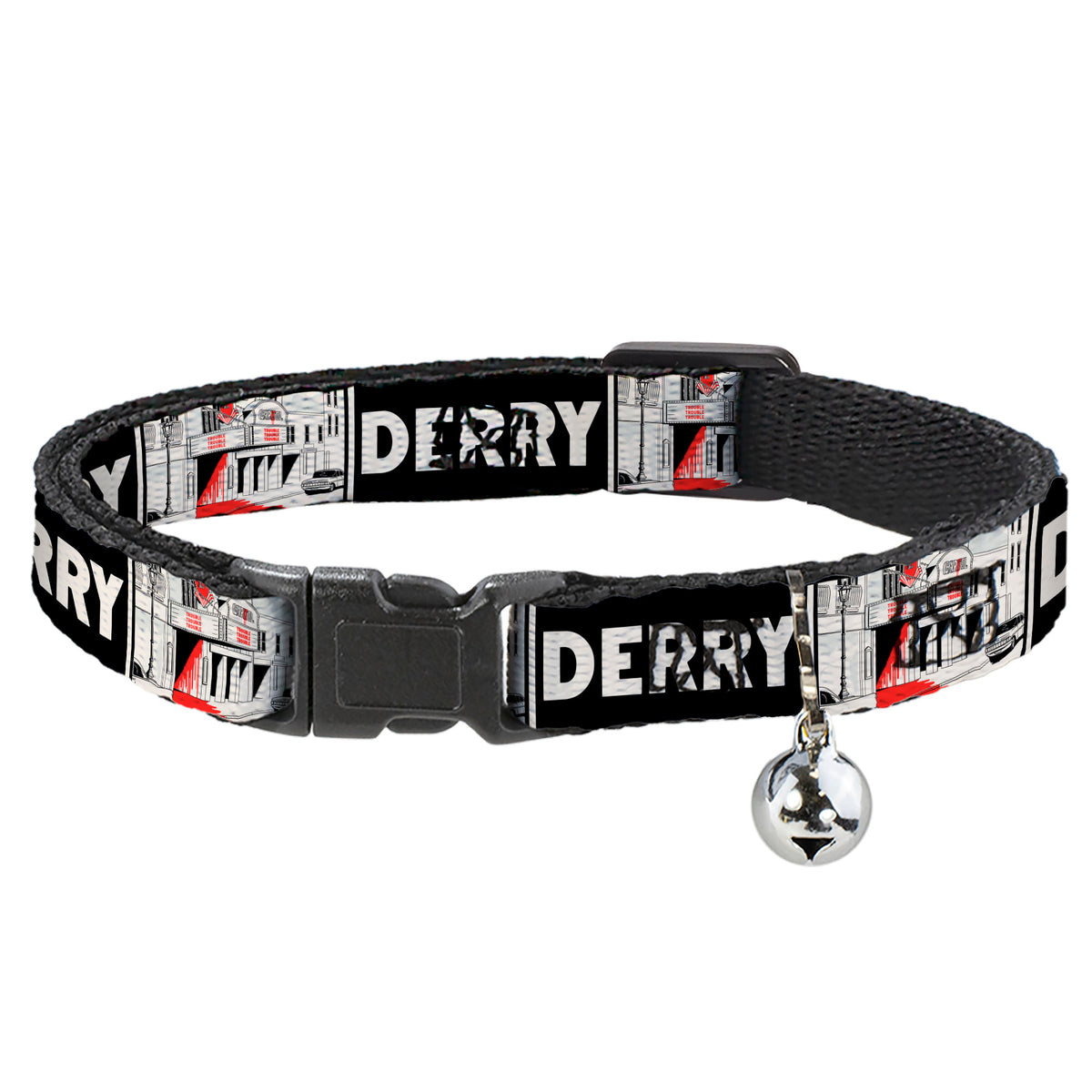 Breakaway Cat Collar with Bell - IT Welcome to Derry Vintage Movie Theatre Scene Black/White Breakaway Cat Collars IT
