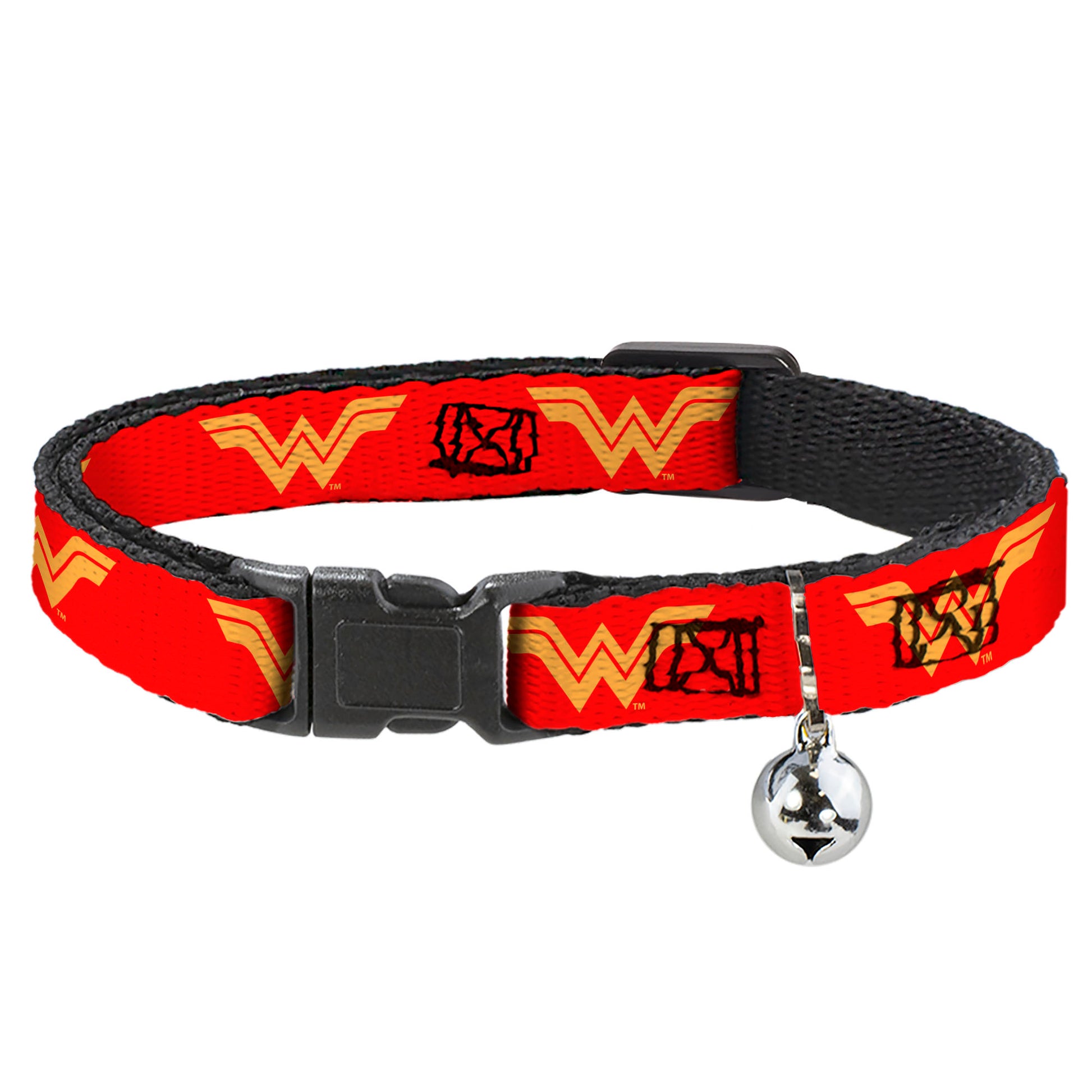 Cat Collar Breakaway with Bell - DC League of Super-Pets Wonder Woman Logo Red Yellow Breakaway Cat Collars DC Comics