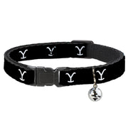 Breakaway Cat Collar with Bell - Yellowstone Y Logo Black/White Breakaway Cat Collars Yellowstone