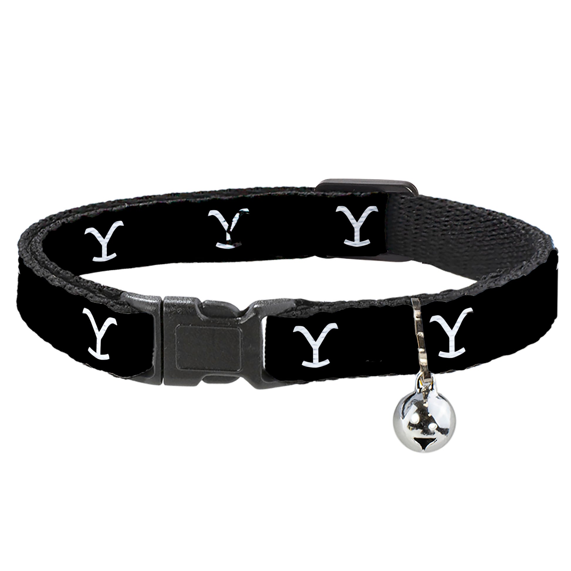 Breakaway Cat Collar with Bell - Yellowstone Y Logo Black/White Breakaway Cat Collars Yellowstone