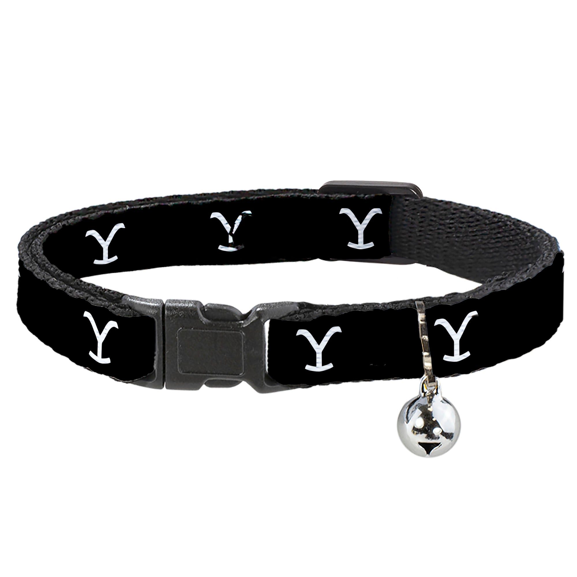 Breakaway Cat Collar with Bell - Yellowstone Y Logo Black/White Breakaway Cat Collars Yellowstone