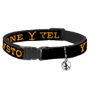 Breakaway Cat Collar with Bell - YELLOWSTONE Text and Y Logo Weathered Black/Orange Breakaway Cat Collars Yellowstone