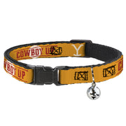 Breakaway Cat Collar with Bell - Yellowstone Y Logo COWBOY UP Text Yellow/Red/White Breakaway Cat Collars Yellowstone
