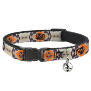 Breakaway Cat Collar with Bell - Yellowstone Y Logo Native American Tribal Tans/Blue/Orange Breakaway Cat Collars Yellowstone