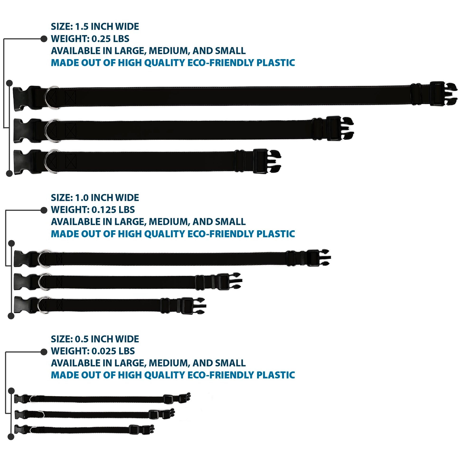 Plastic Clip Collar - Black Plastic Clip Collars Buckle-Down