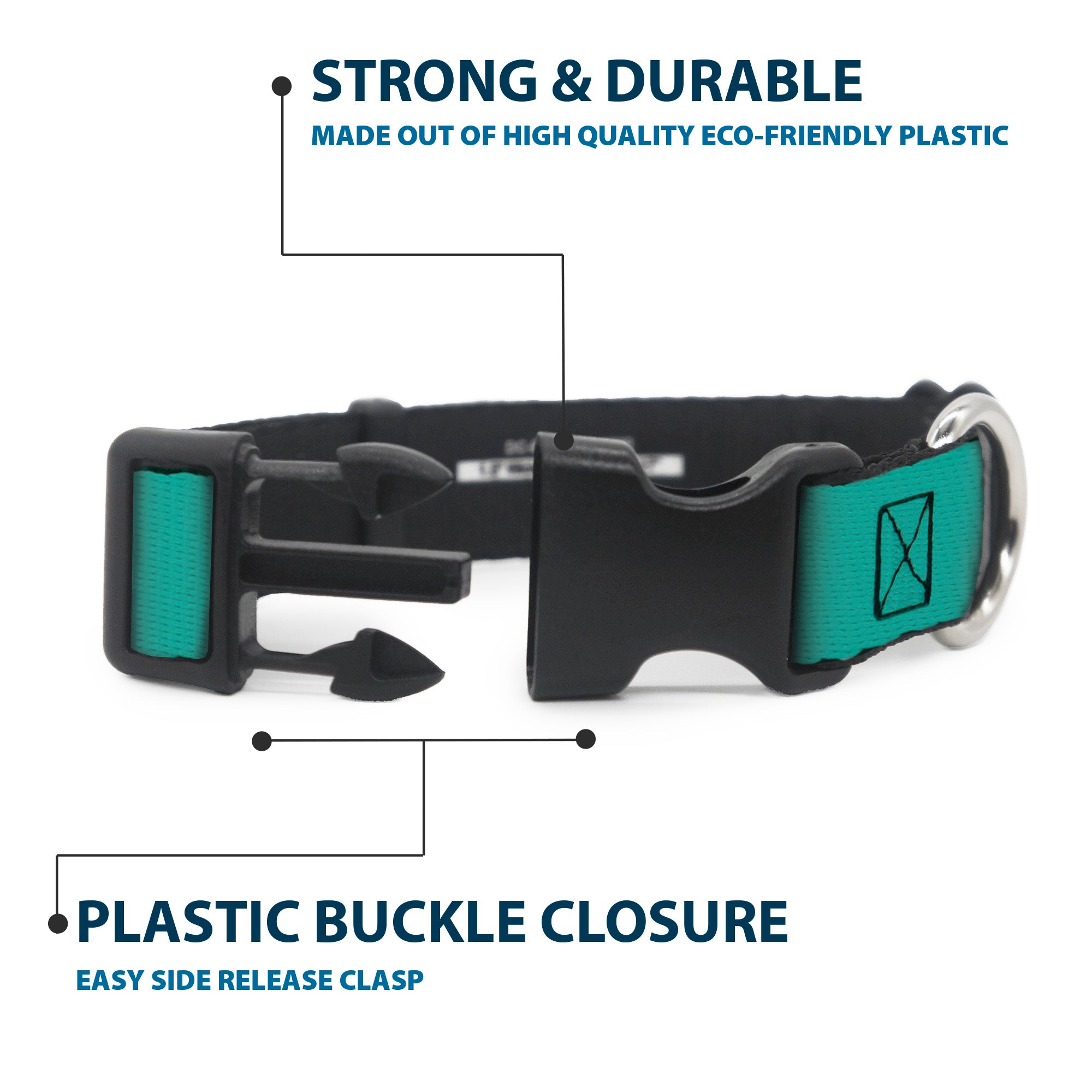 Plastic Clip Collar - Teal Plastic Clip Collars Buckle-Down