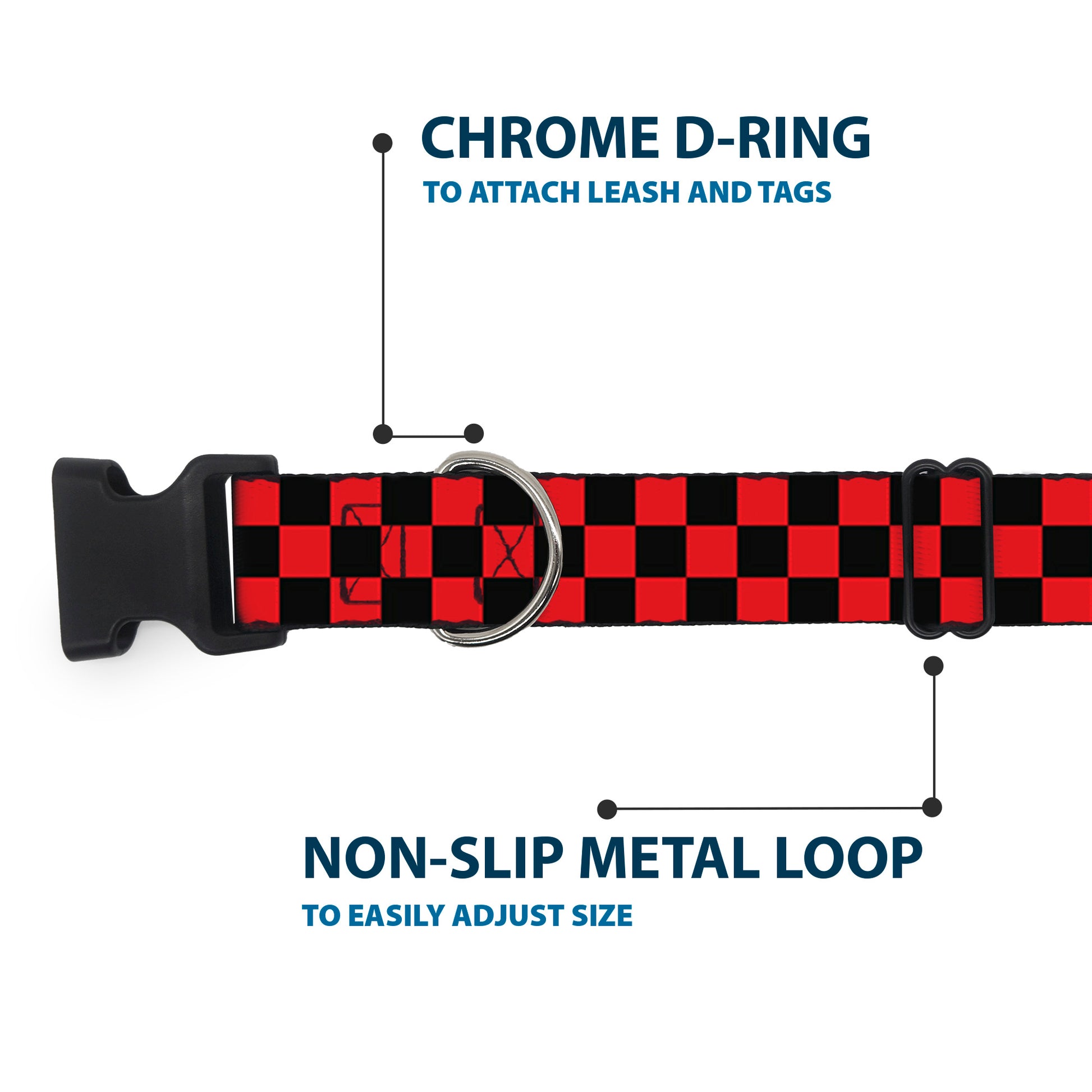 Plastic Clip Collar - Checker Black/Red Plastic Clip Collars Buckle-Down
