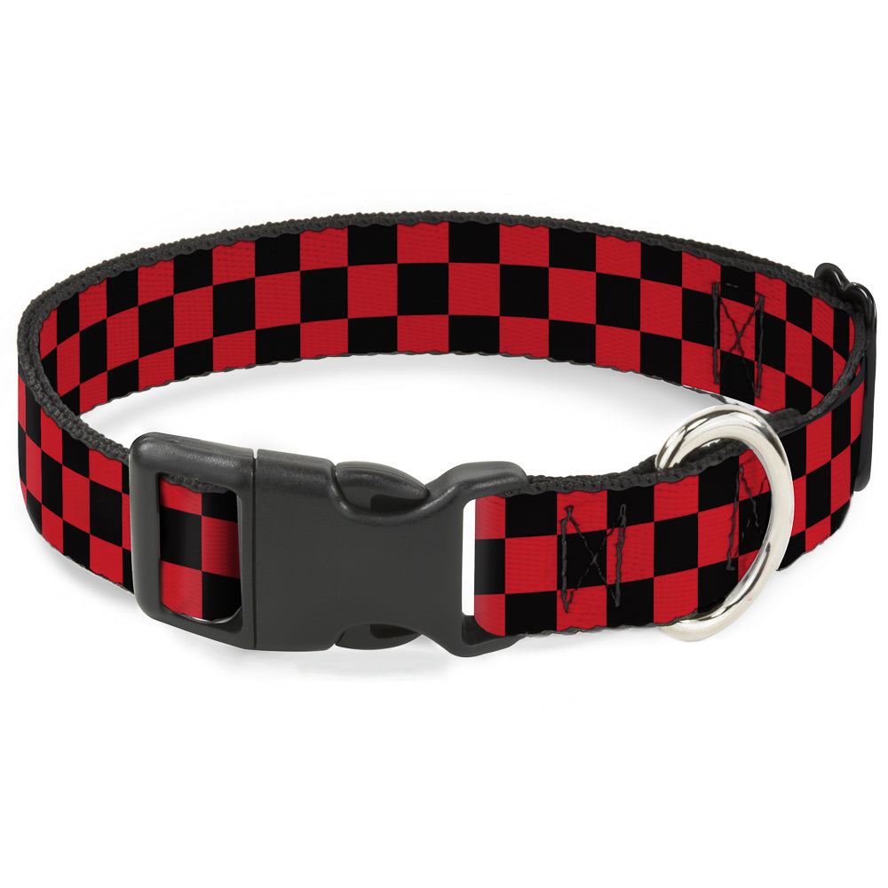 Plastic Clip Collar - Checker Black/Red Plastic Clip Collars Buckle-Down