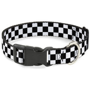 Black and White Checkered Plastic Clip Collar Plastic Clip Collars Buckle-Down