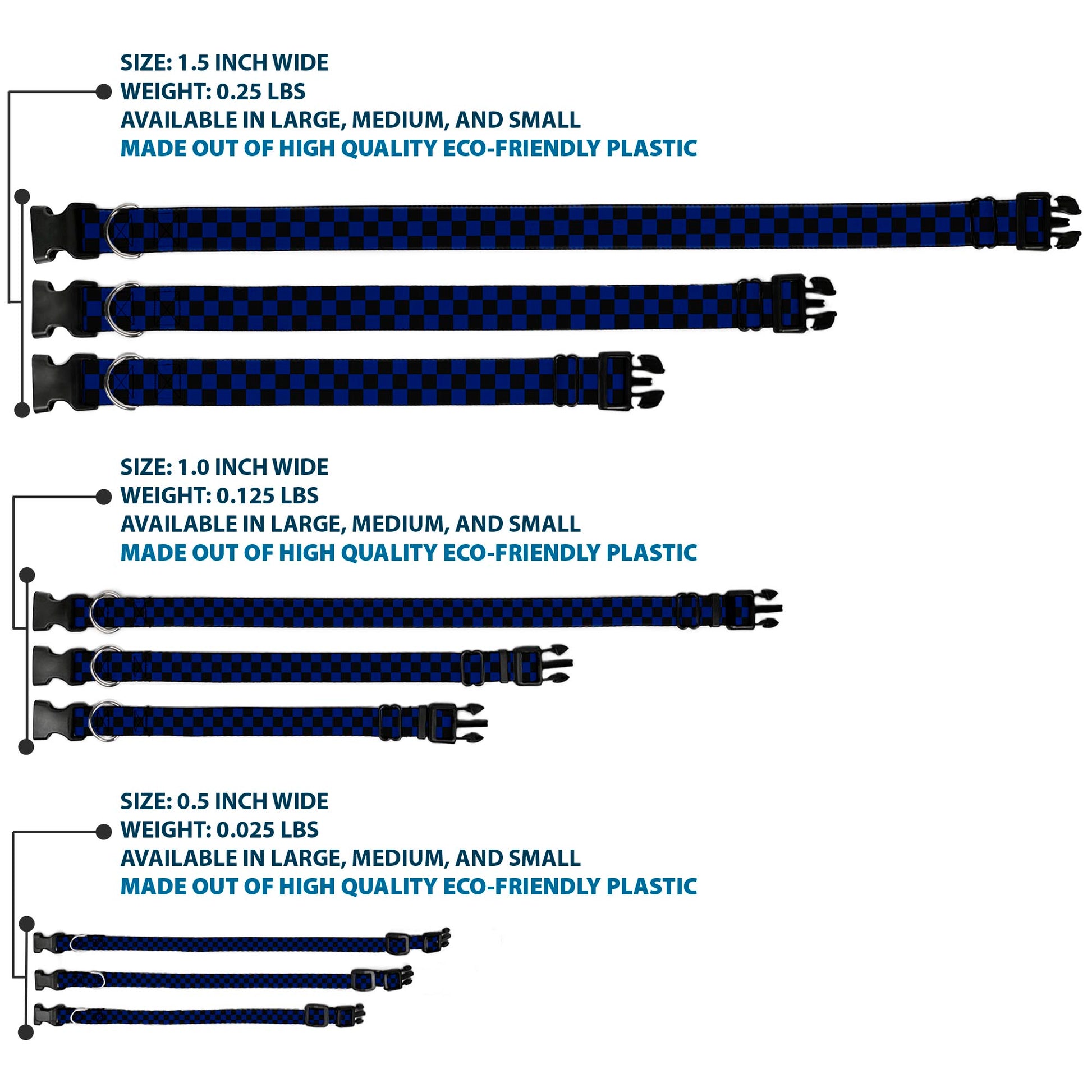 Plastic Clip Collar - Checker Black/Blue Plastic Clip Collars Buckle-Down