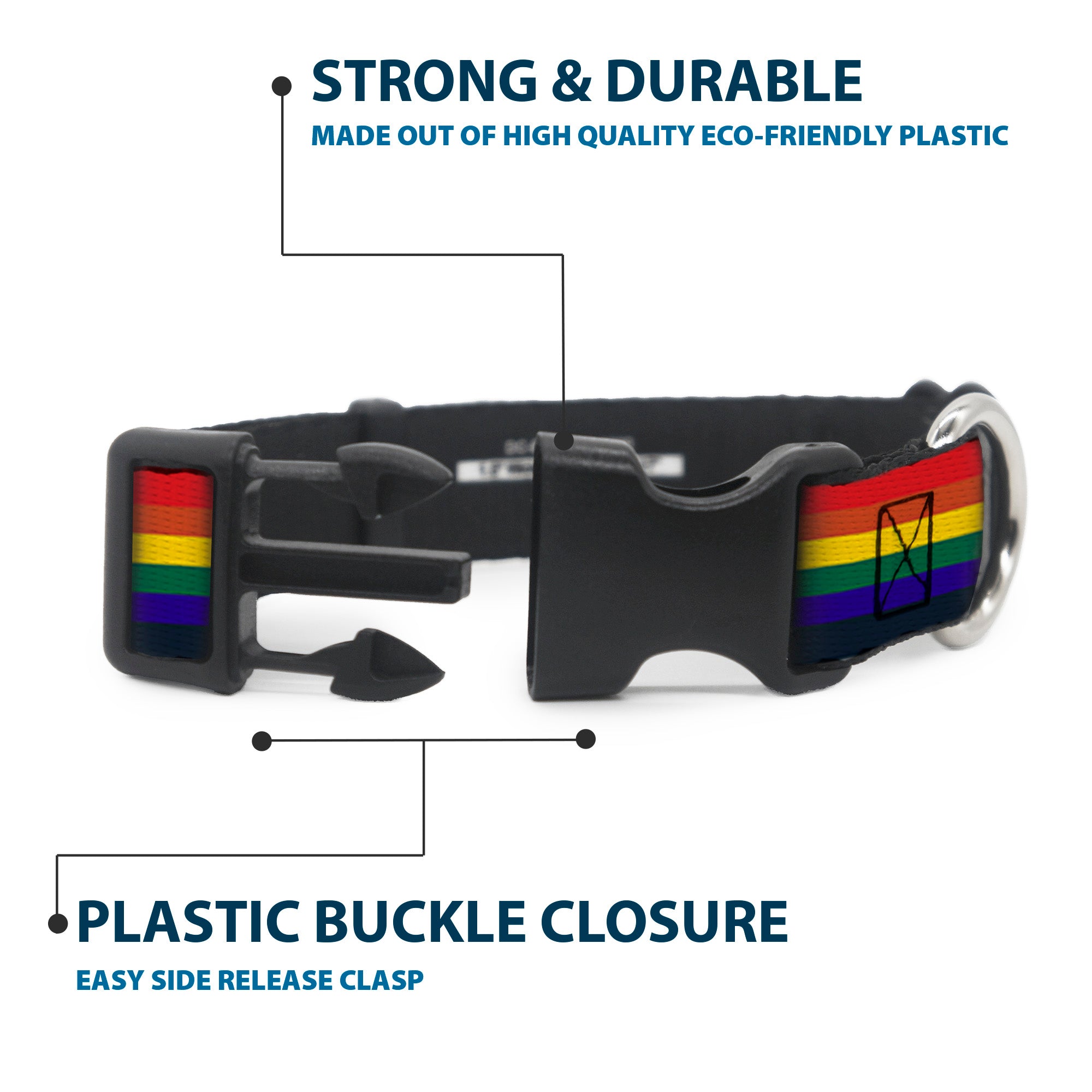 Plastic Clip Collar - Rainbow Plastic Clip Collars Buckle-Down