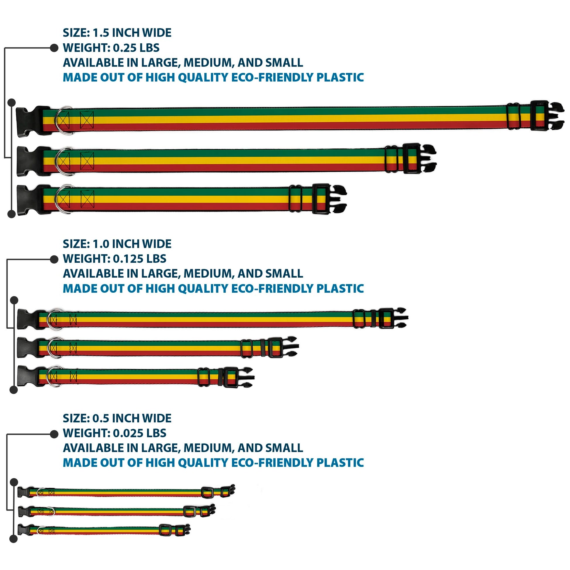 Plastic Clip Collar - Rasta Plastic Clip Collars Buckle-Down