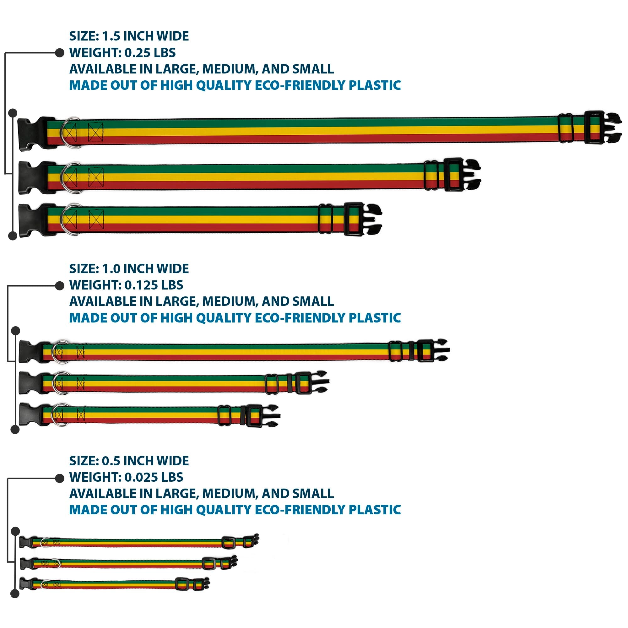 Plastic Clip Collar - Rasta Plastic Clip Collars Buckle-Down