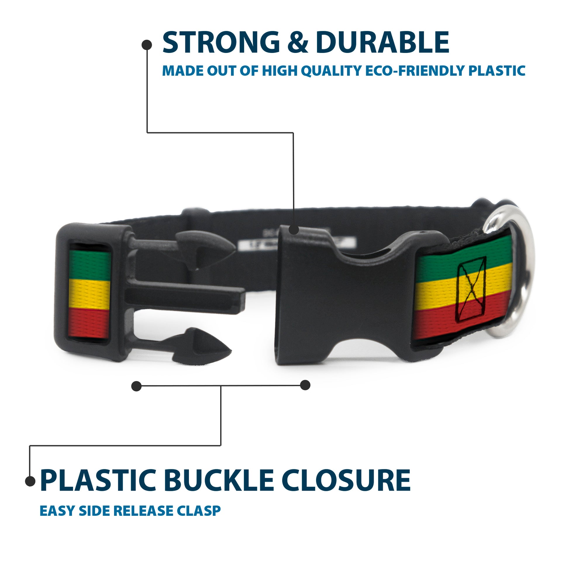 Plastic Clip Collar - Rasta Plastic Clip Collars Buckle-Down