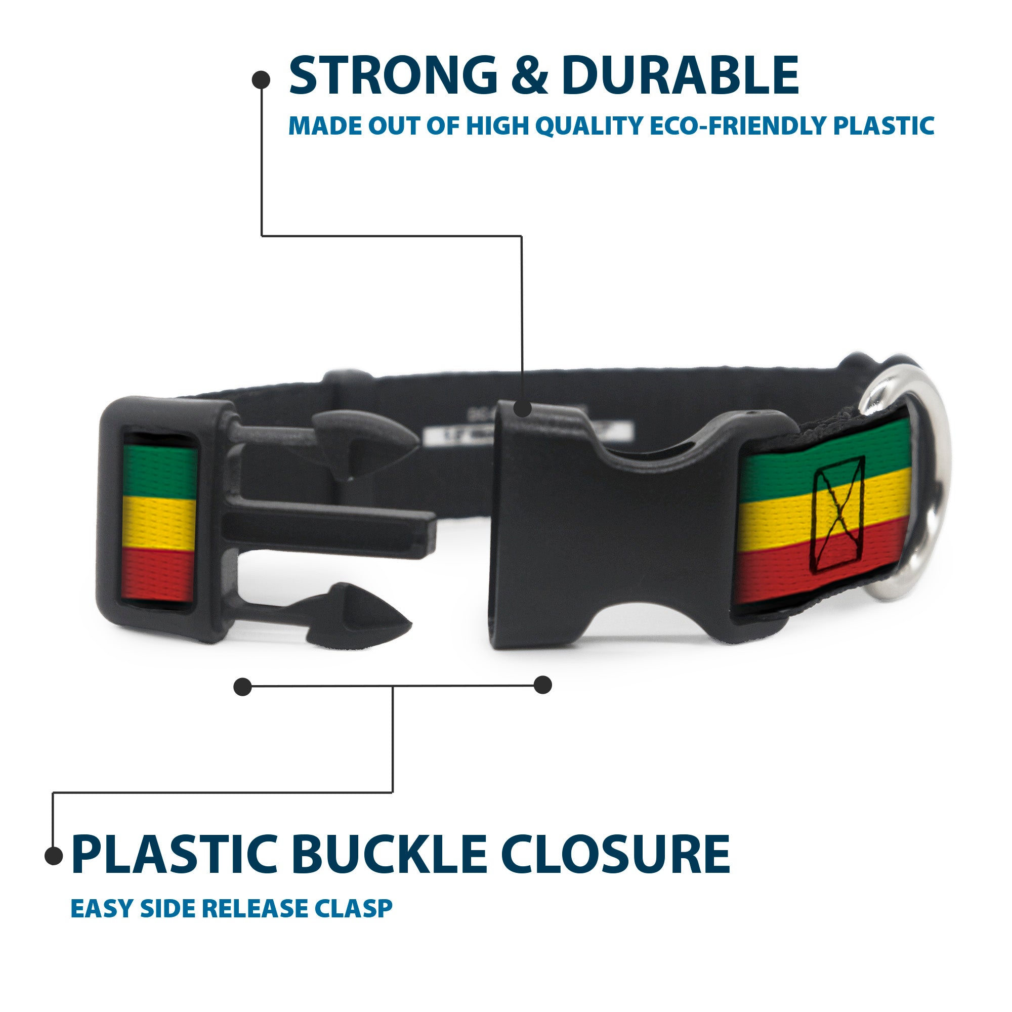 Plastic Clip Collar - Rasta Plastic Clip Collars Buckle-Down