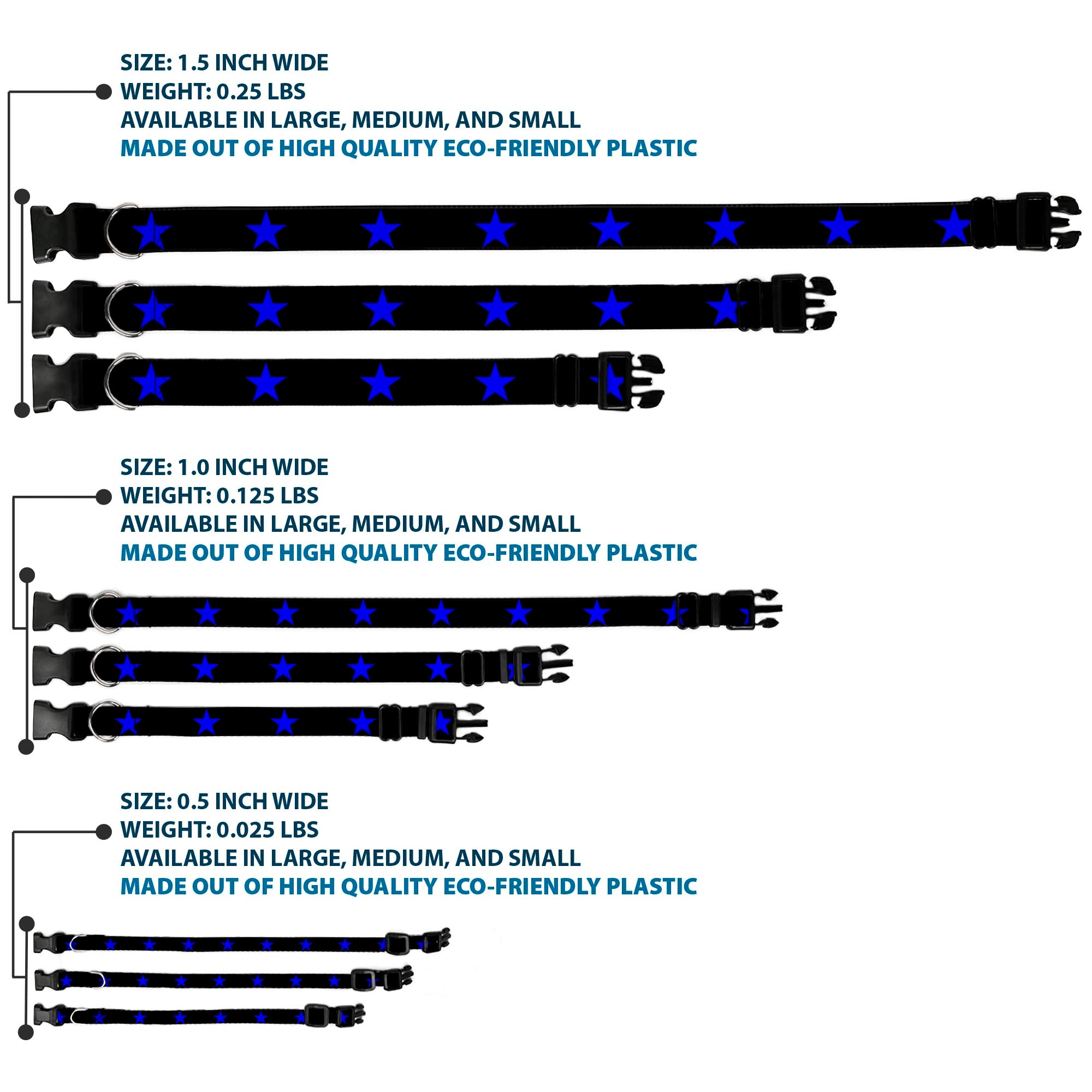 Plastic Clip Collar - Star Black/Blue Plastic Clip Collars Buckle-Down