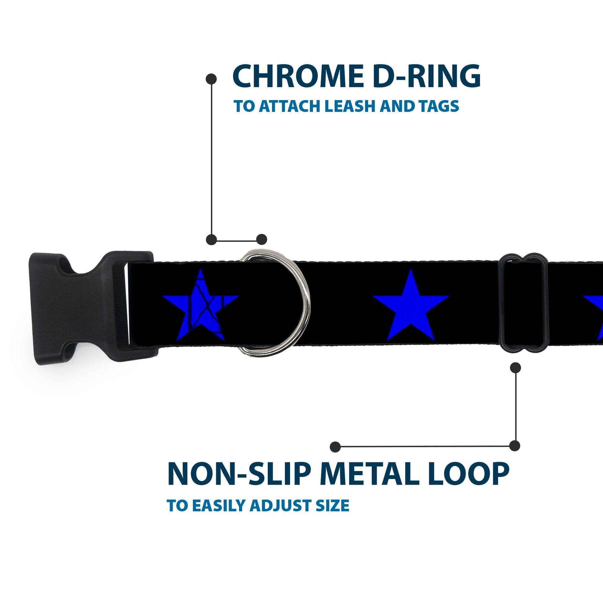 Plastic Clip Collar - Star Black/Blue Plastic Clip Collars Buckle-Down
