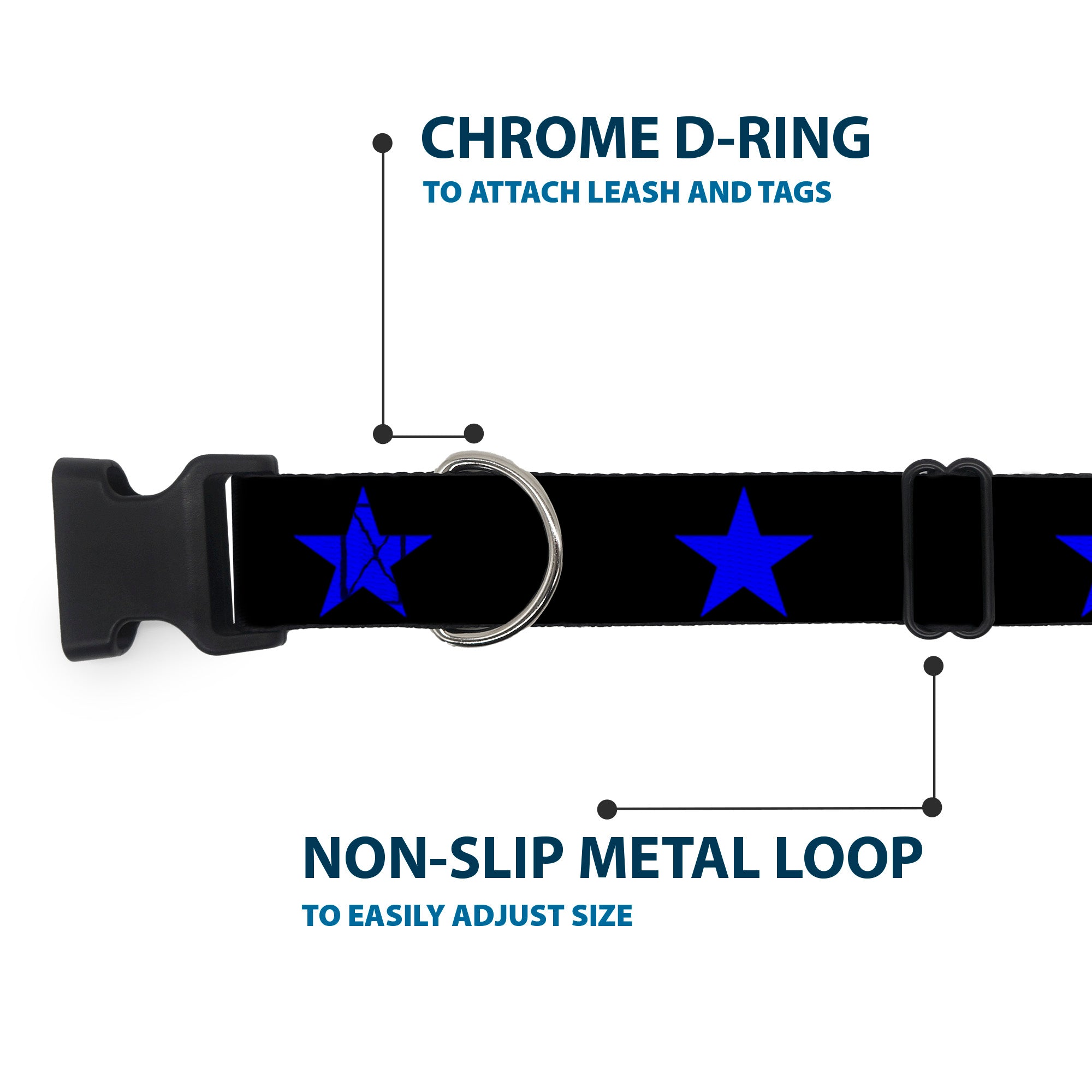 Plastic Clip Collar - Star Black/Blue Plastic Clip Collars Buckle-Down