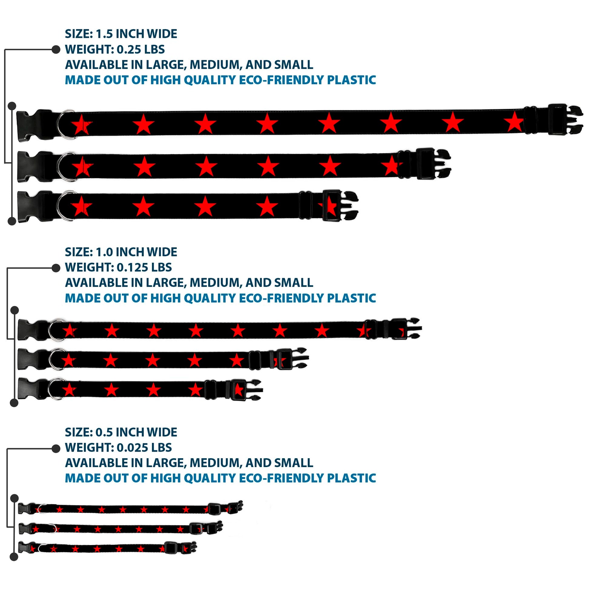 Plastic Clip Collar - Star Black/Red Plastic Clip Collars Buckle-Down