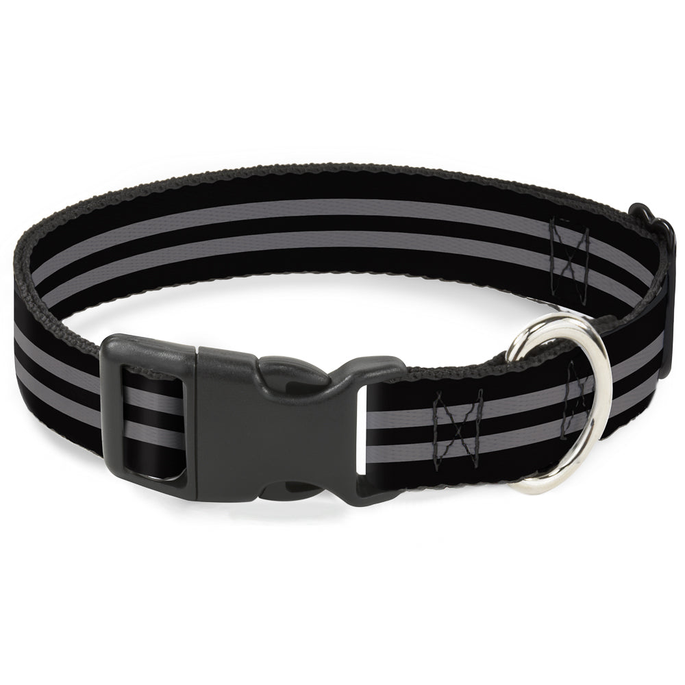 Plastic Clip Collar - Stripe Black/Gray Plastic Clip Collars Buckle-Down