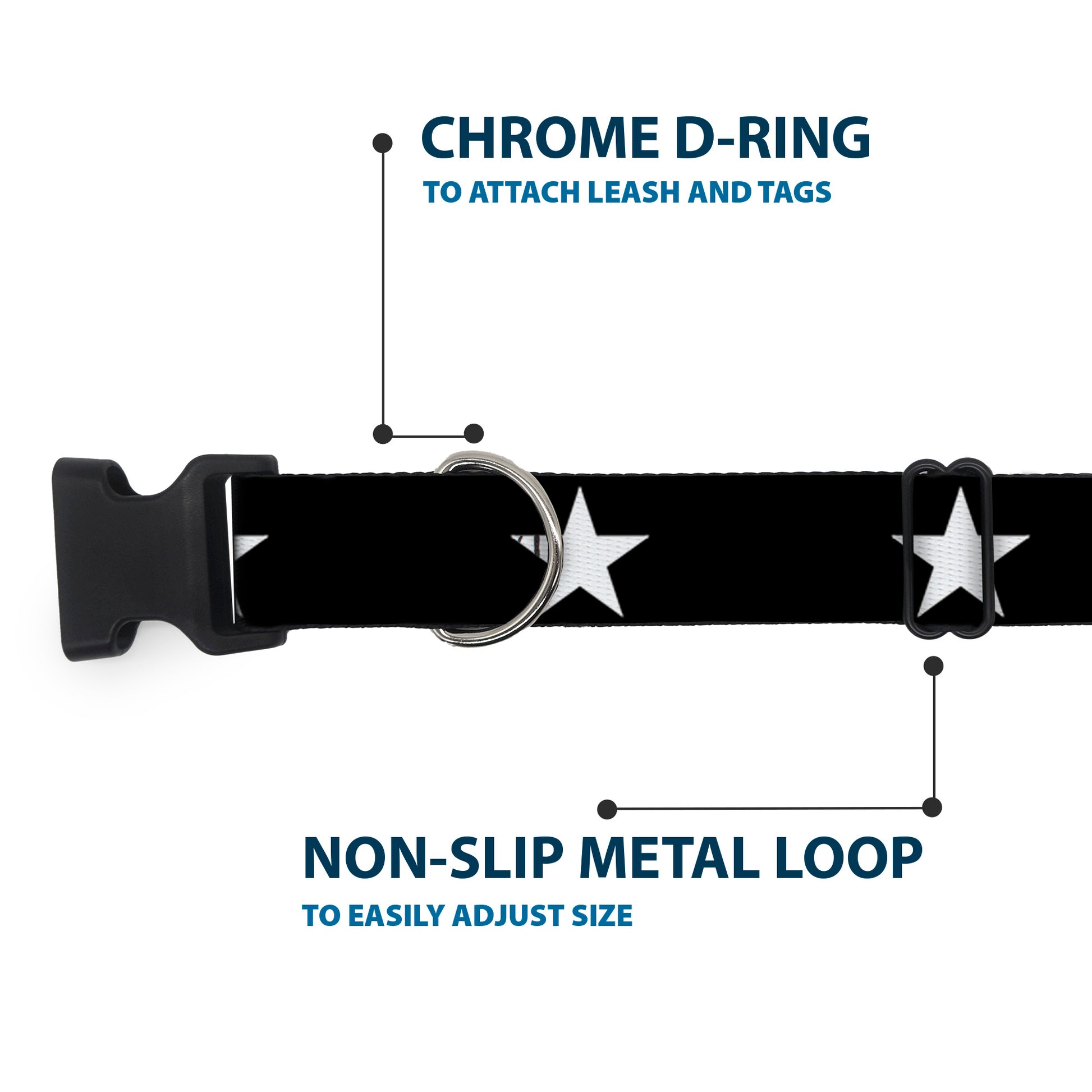 Plastic Clip Collar - Star Black/White Plastic Clip Collars Buckle-Down