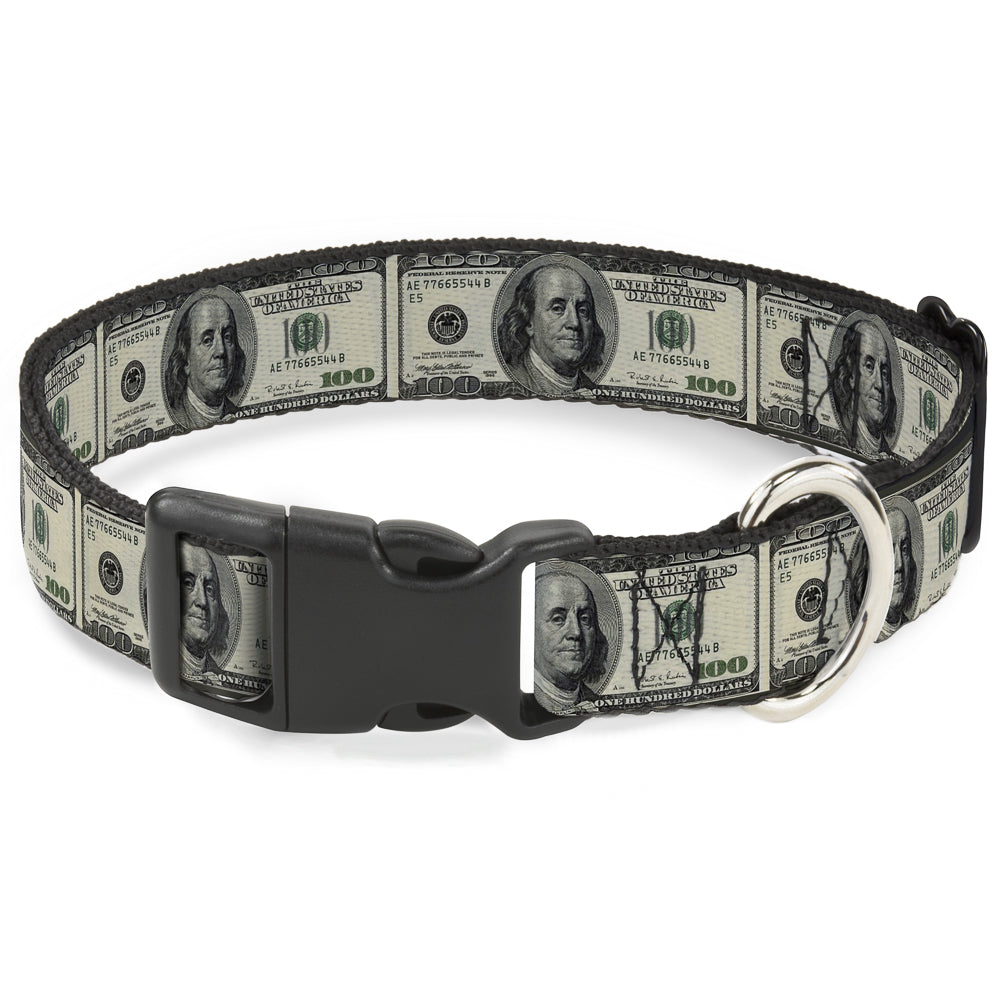 Plastic Clip Collar - 100 Dollar Bills Plastic Clip Collars Buckle-Down