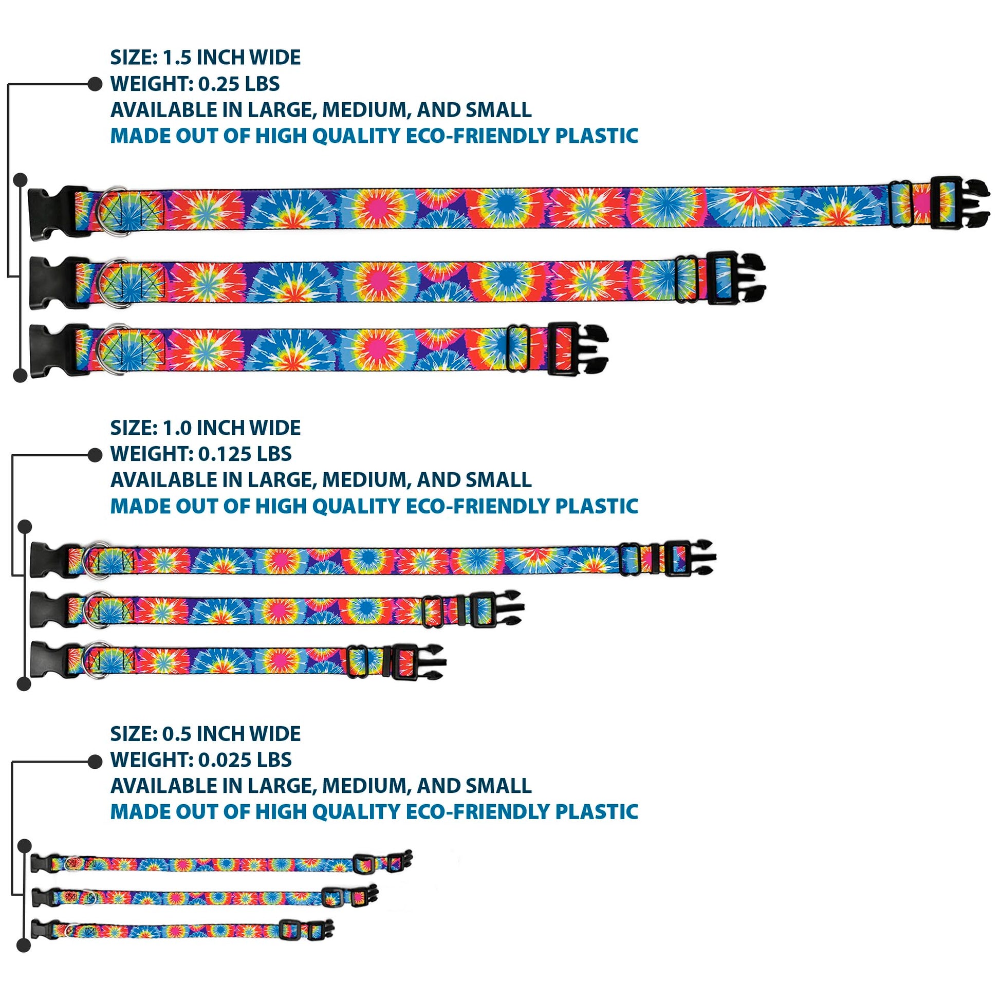 Plastic Clip Collar - 70's Tie Dye Plastic Clip Collars Buckle-Down