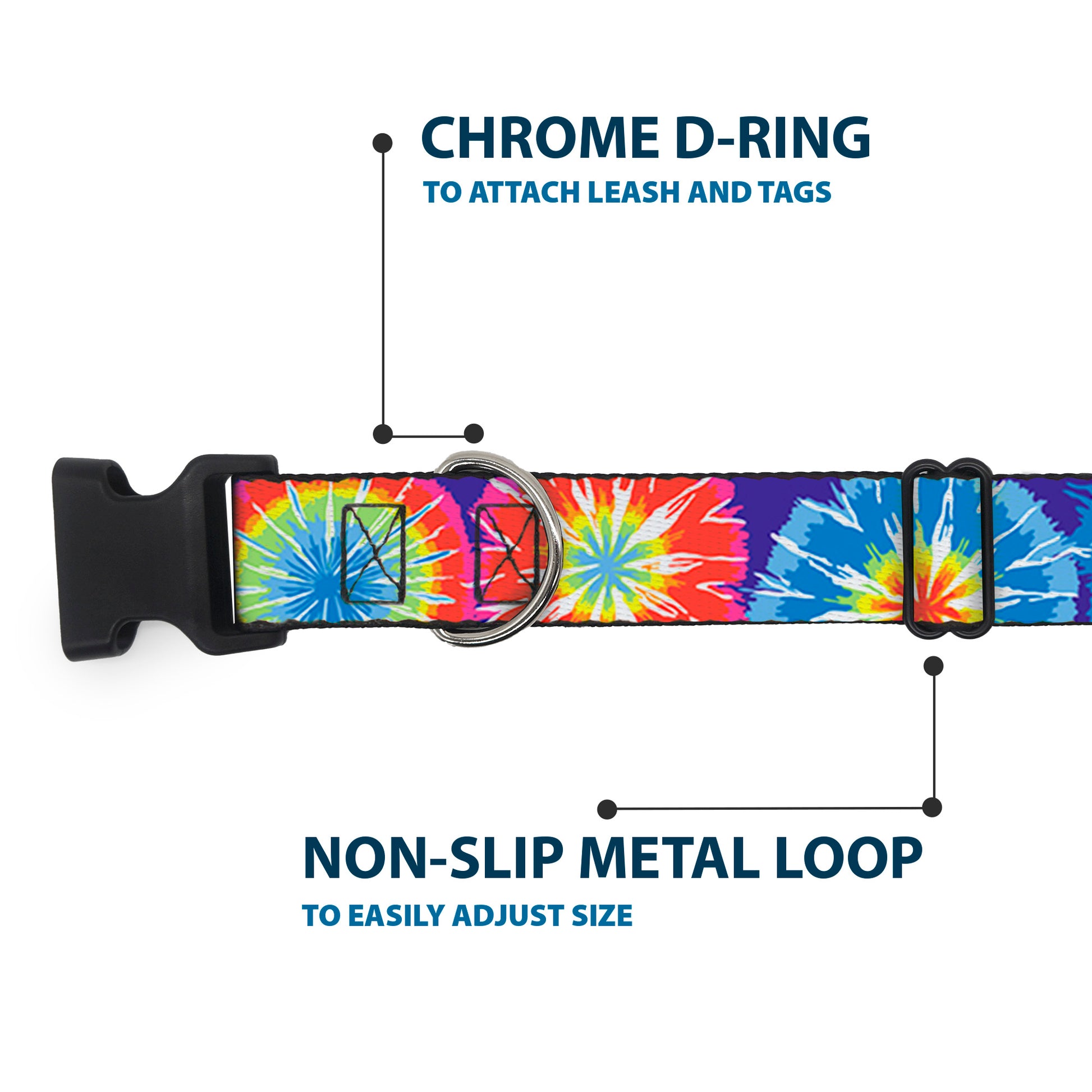 Plastic Clip Collar - 70's Tie Dye Plastic Clip Collars Buckle-Down