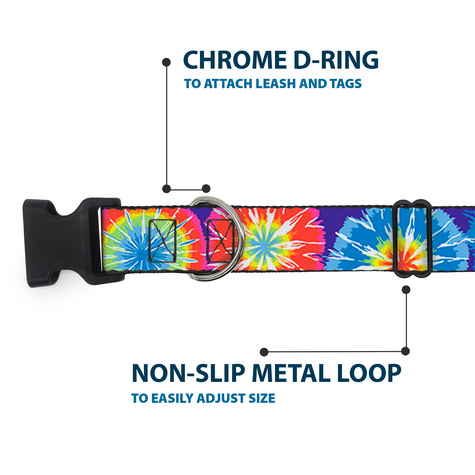 Plastic Clip Collar - 70's Tie Dye Plastic Clip Collars Buckle-Down