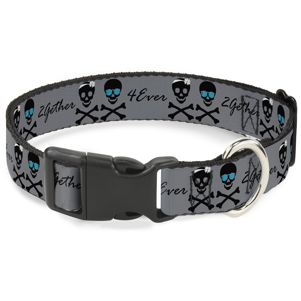 Plastic Clip Collar - 2gether 4ever Skulls Plastic Clip Collars Buckle-Down