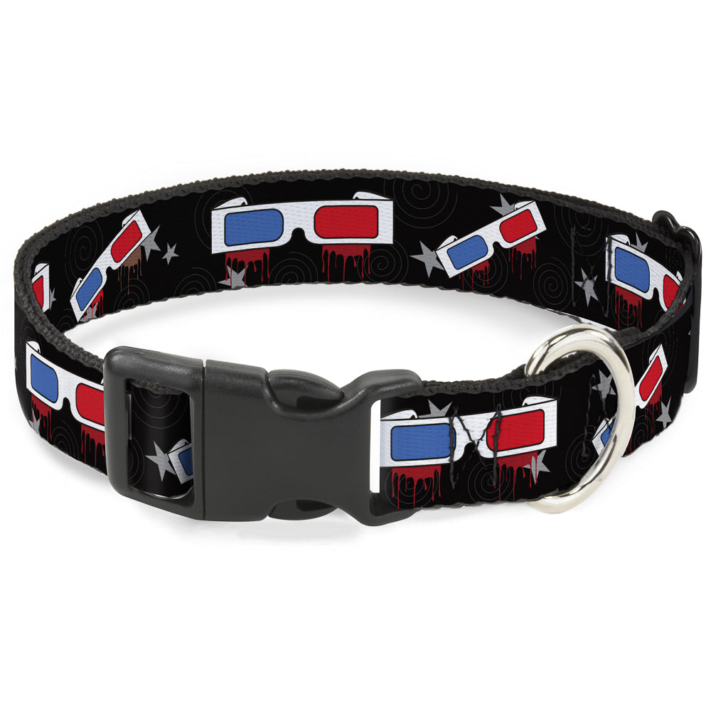 Plastic Clip Collar - 3-D Glasses Dripping w/Stars Plastic Clip Collars Buckle-Down