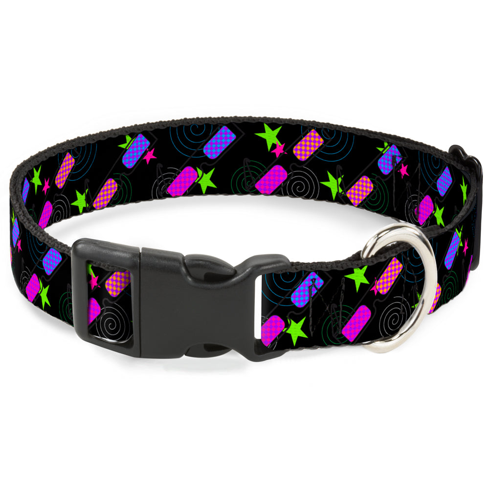 Plastic Clip Collar - 3-D Glasses w/Stars Multi Color Plastic Clip Collars Buckle-Down