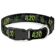 Buckle-Down Plastic Buckle Dog Collar - 420/Pot Leaf Black/Smoke/Green Plastic Clip Collars Buckle-Down