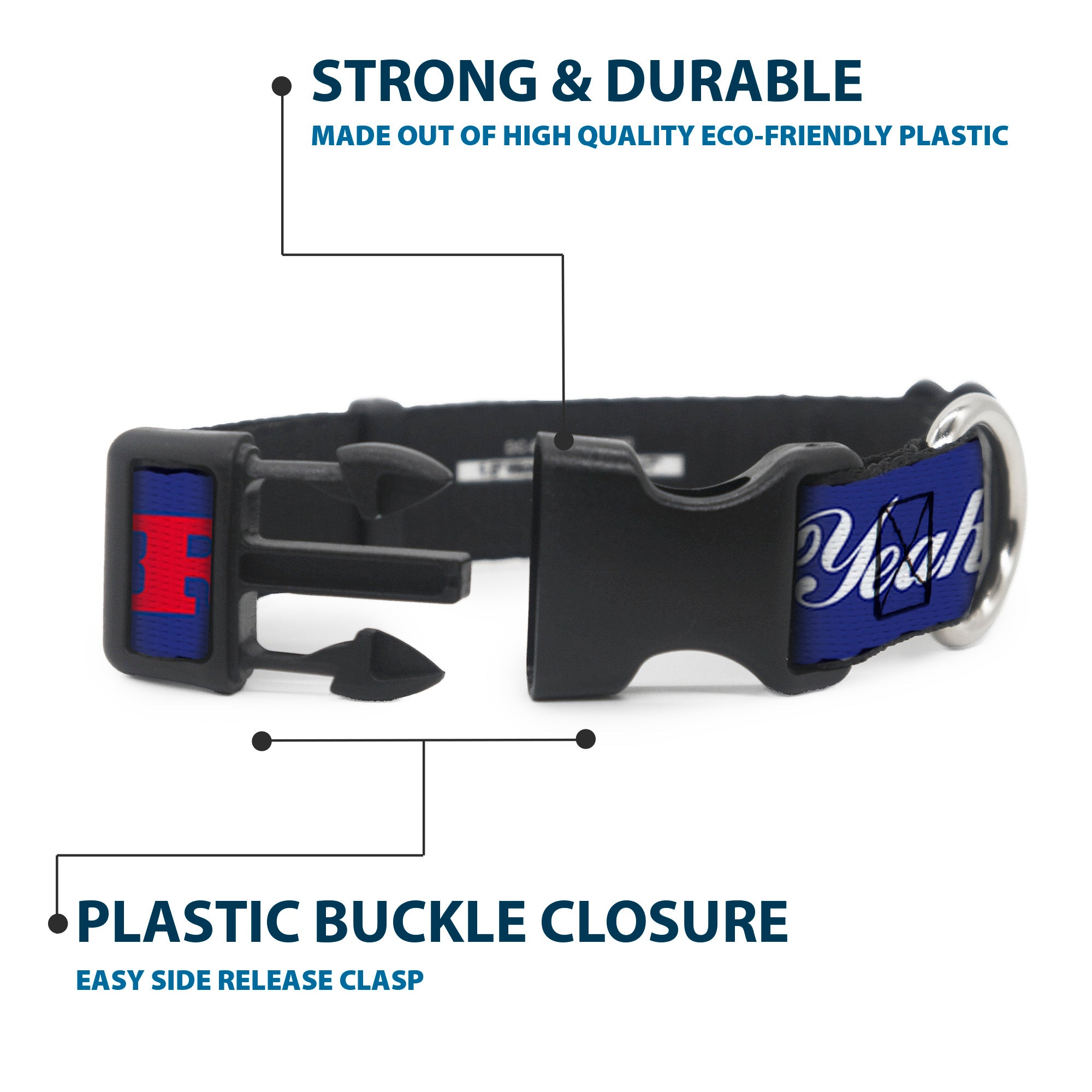 Plastic Clip Collar - 'MERICA FUCK YEAH!/Star Blue/Red/White Plastic Clip Collars Buckle-Down