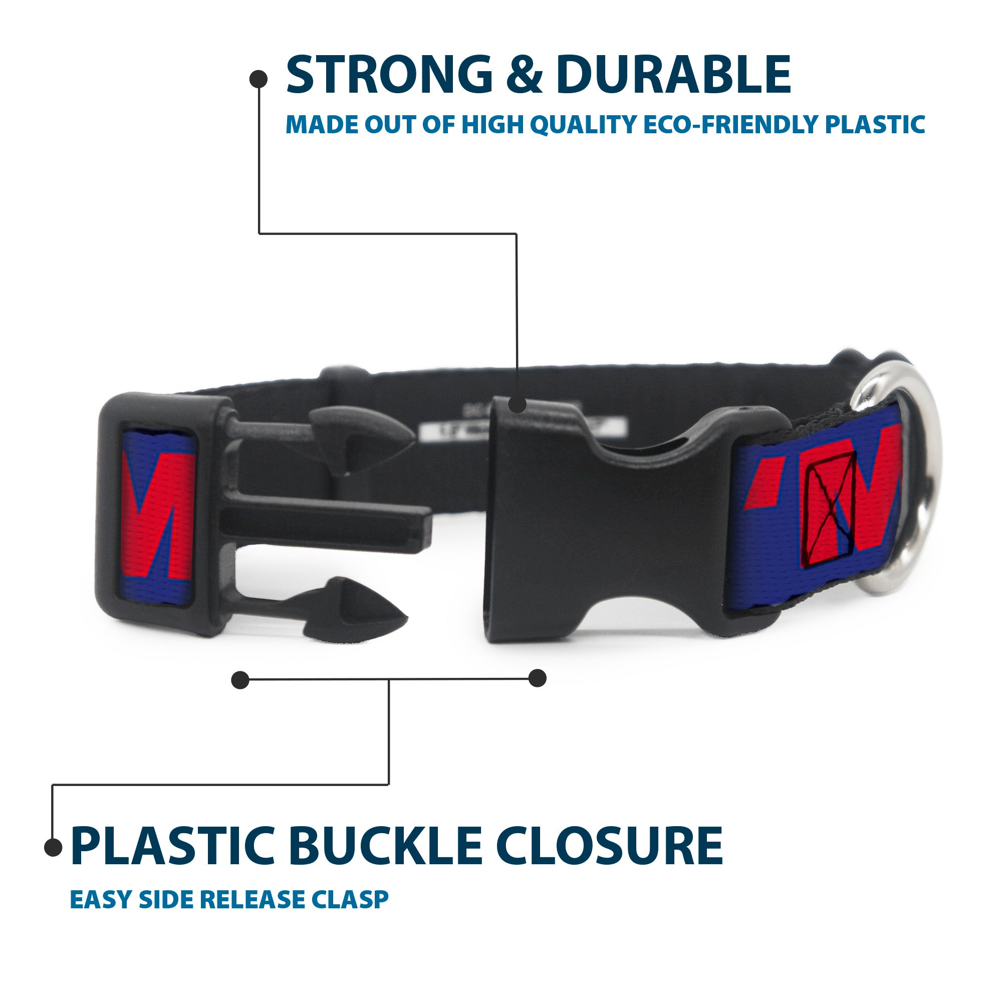Plastic Clip Collar - 'MERICA/Star Blue/Red/White Plastic Clip Collars Buckle-Down