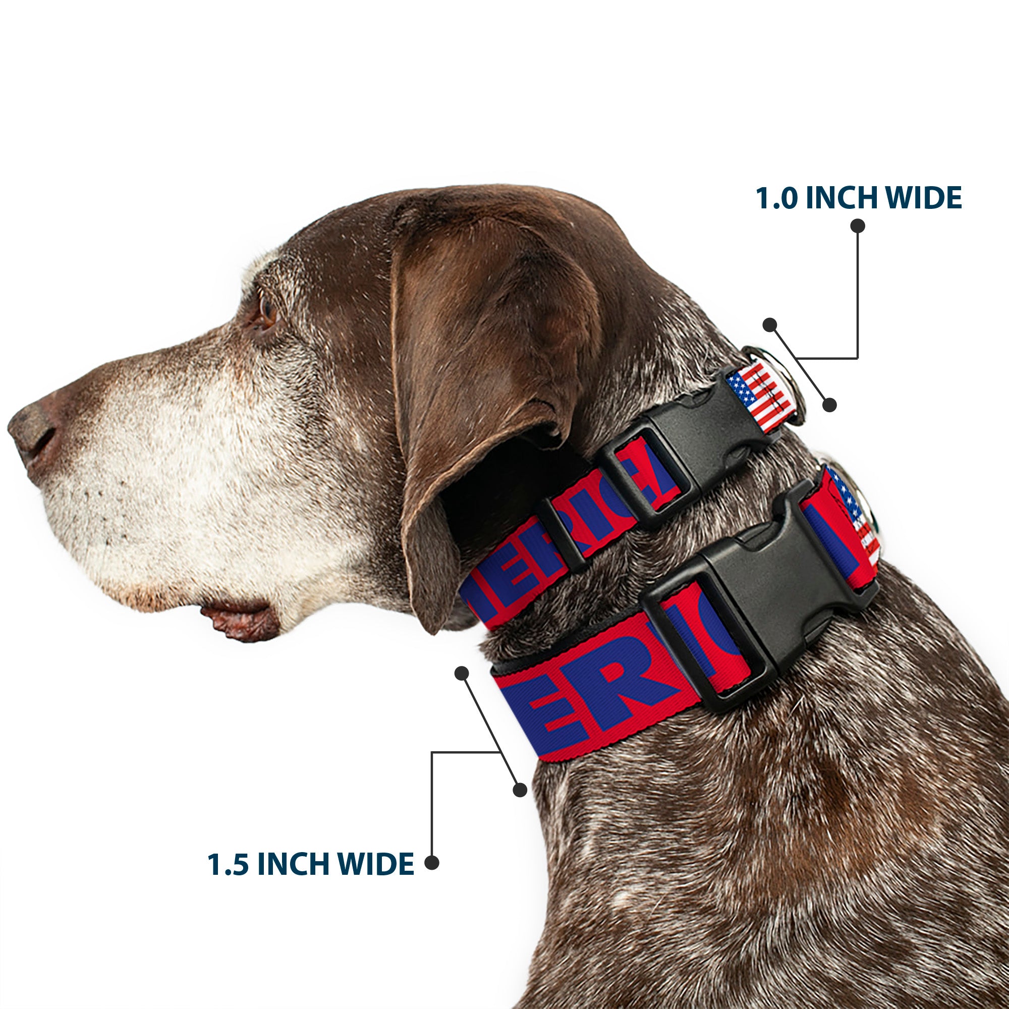 Plastic Clip Collar - 'MERICA/US Flag Red/Blue/White Plastic Clip Collars Buckle-Down