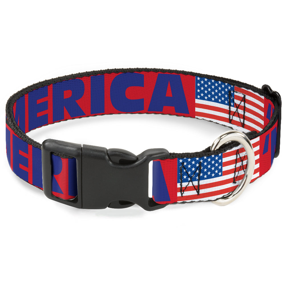 Plastic Clip Collar - 'MERICA/US Flag Red/Blue/White Plastic Clip Collars Buckle-Down