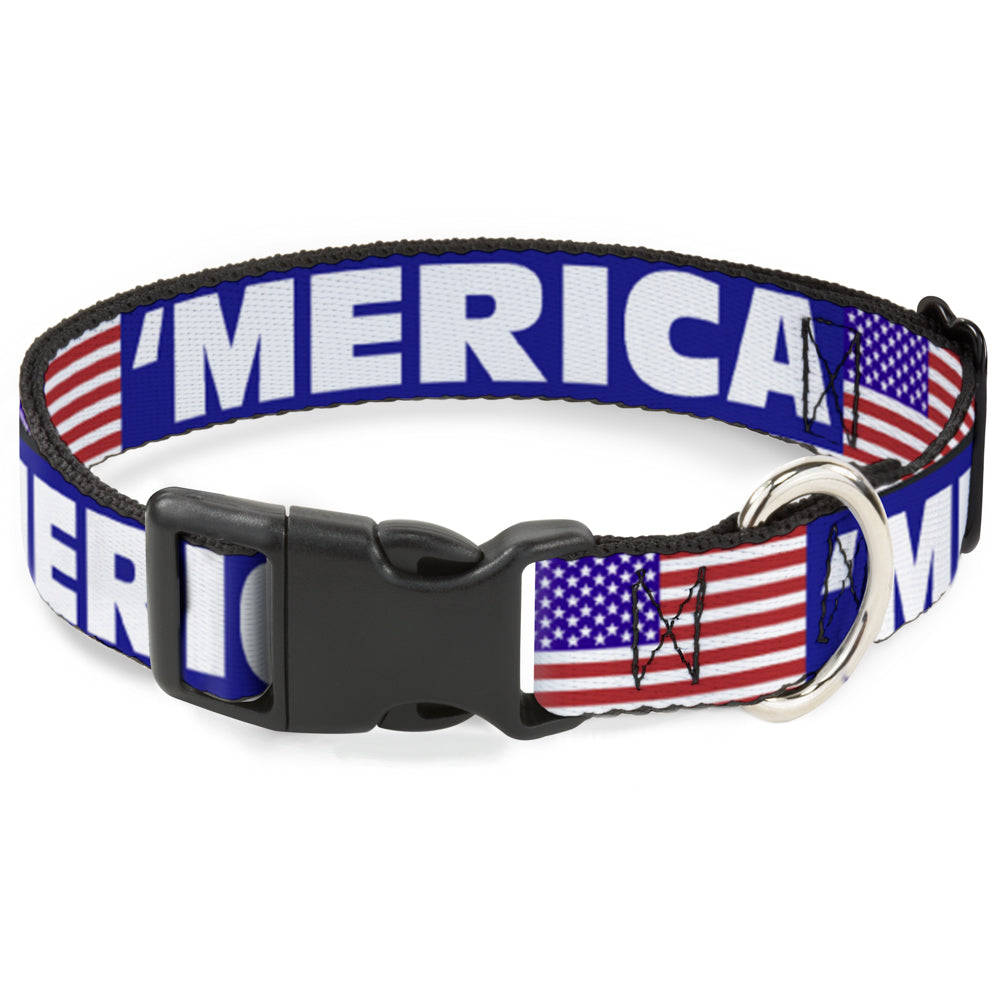 Plastic Clip Collar - 'MERICA/US Flag Blue/White/Red Plastic Clip Collars Buckle-Down