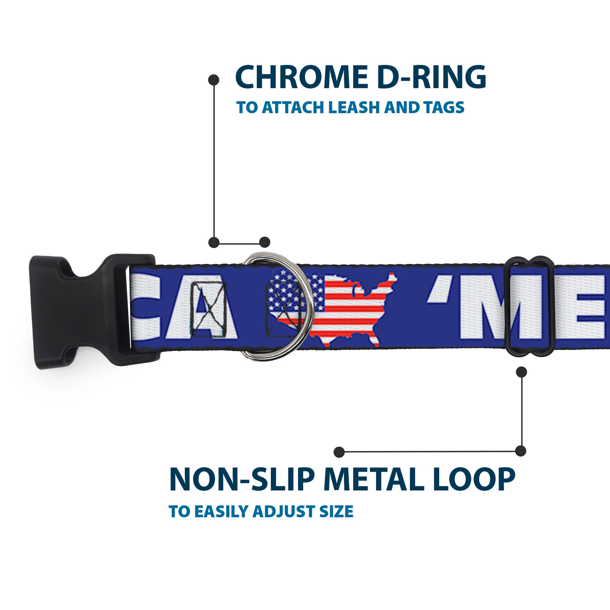 Plastic Clip Collar - 'MERICA/USA Silhouette Blue/White/US Flag Plastic Clip Collars Buckle-Down