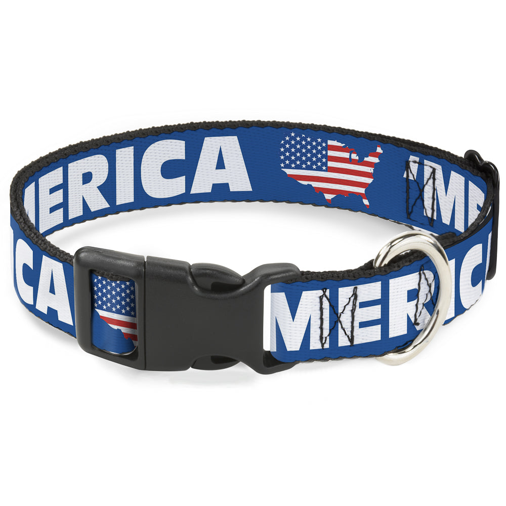 Plastic Clip Collar - 'MERICA/USA Silhouette Blue/White/US Flag Plastic Clip Collars Buckle-Down