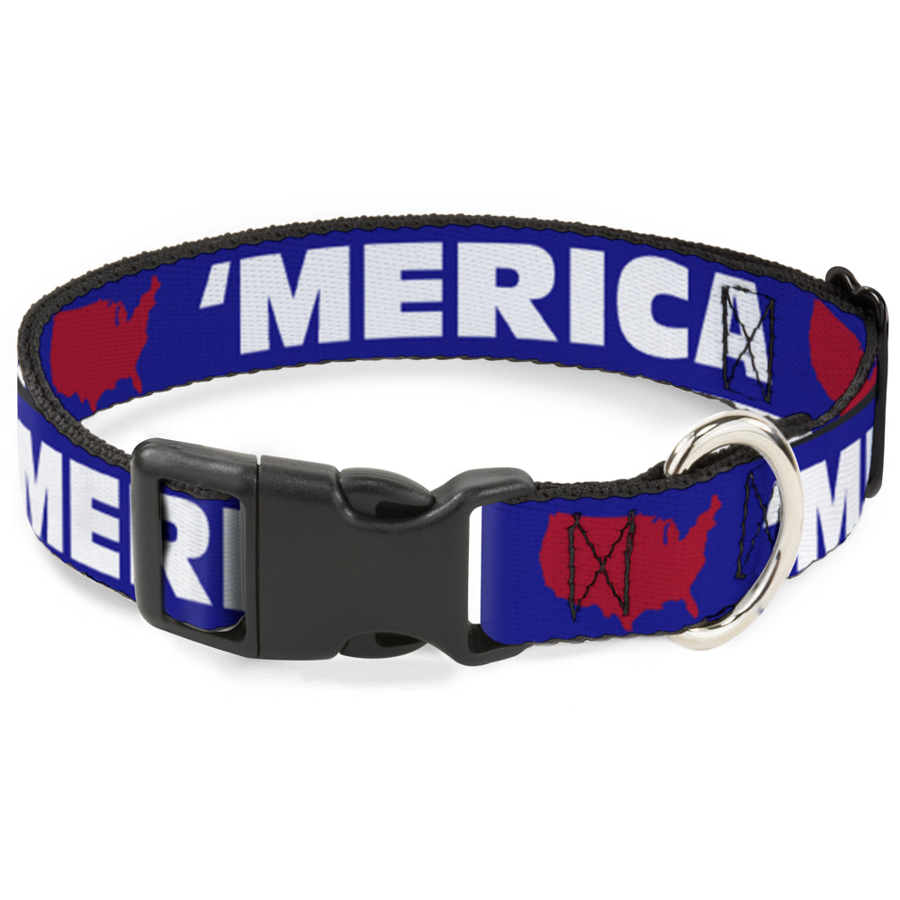 Plastic Clip Collar - 'MERICA/USA Silhouette Blue/White/Red Plastic Clip Collars Buckle-Down