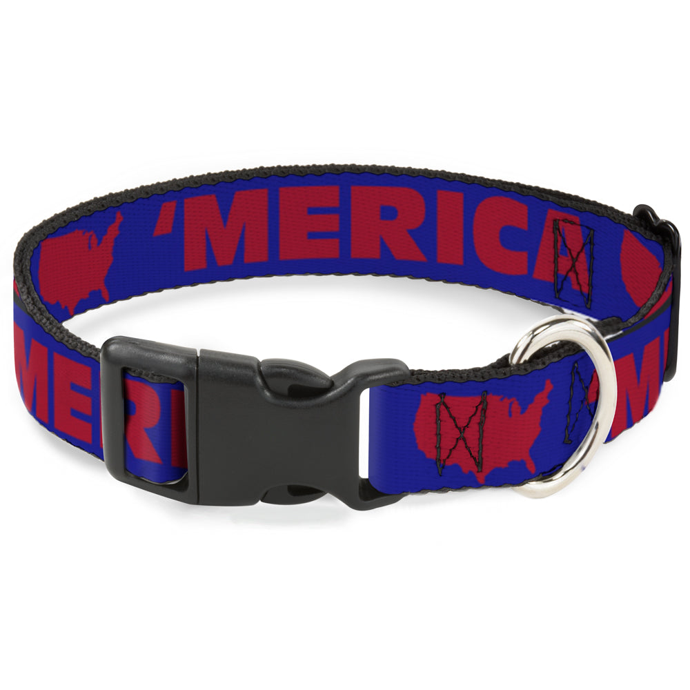 Plastic Clip Collar - 'MERICA/USA Silhouette Blue/Red Plastic Clip Collars Buckle-Down