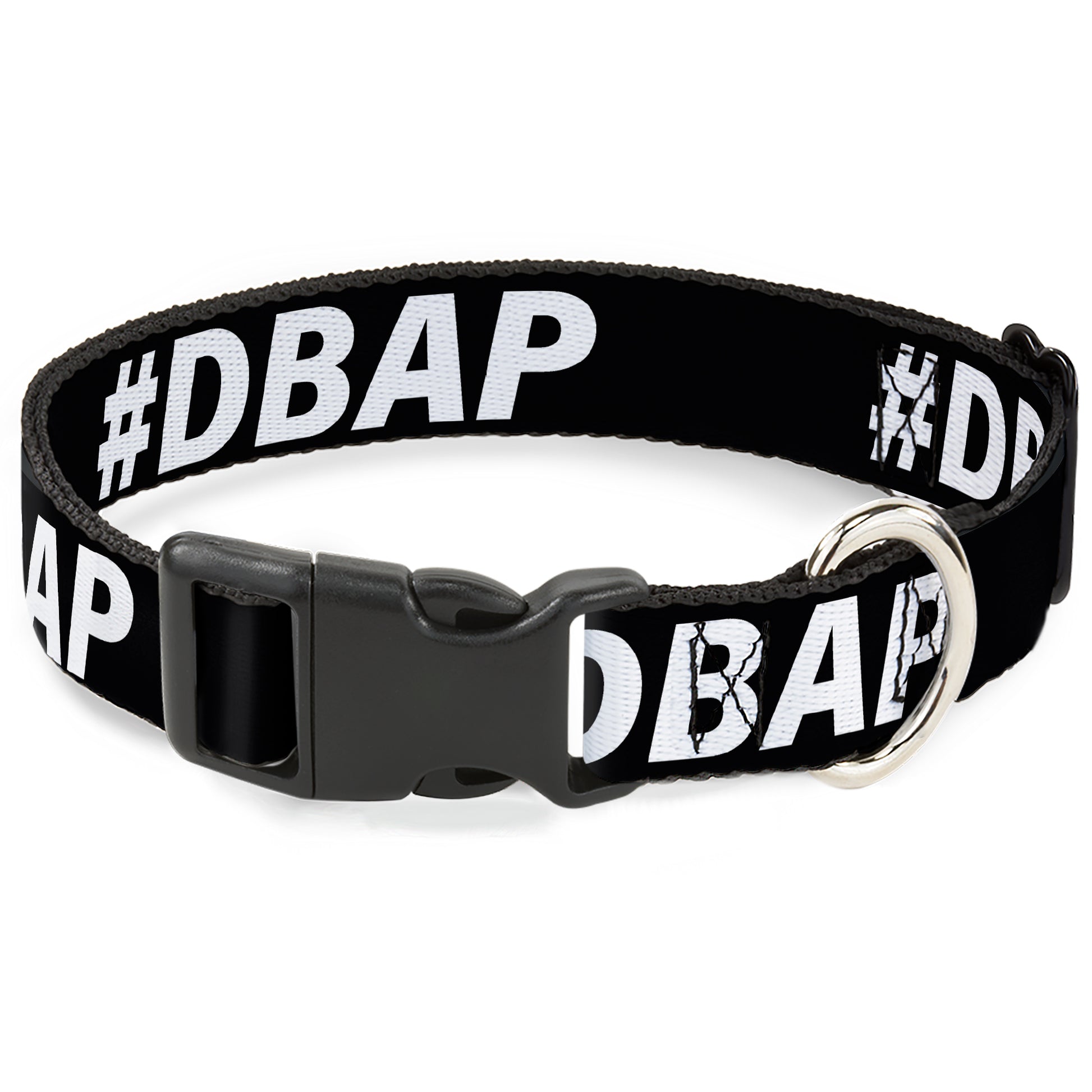 Plastic Clip Collar - #DBAP Hash Tag Text Black/White Plastic Clip Collars Buckle-Down