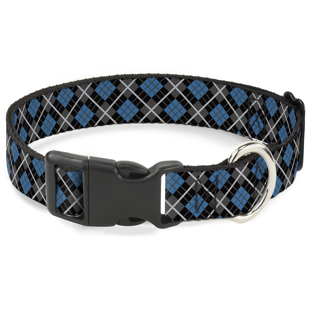 Plastic Clip Collar - Argyle Black/Gray/Turquoise Plastic Clip Collars Buckle-Down